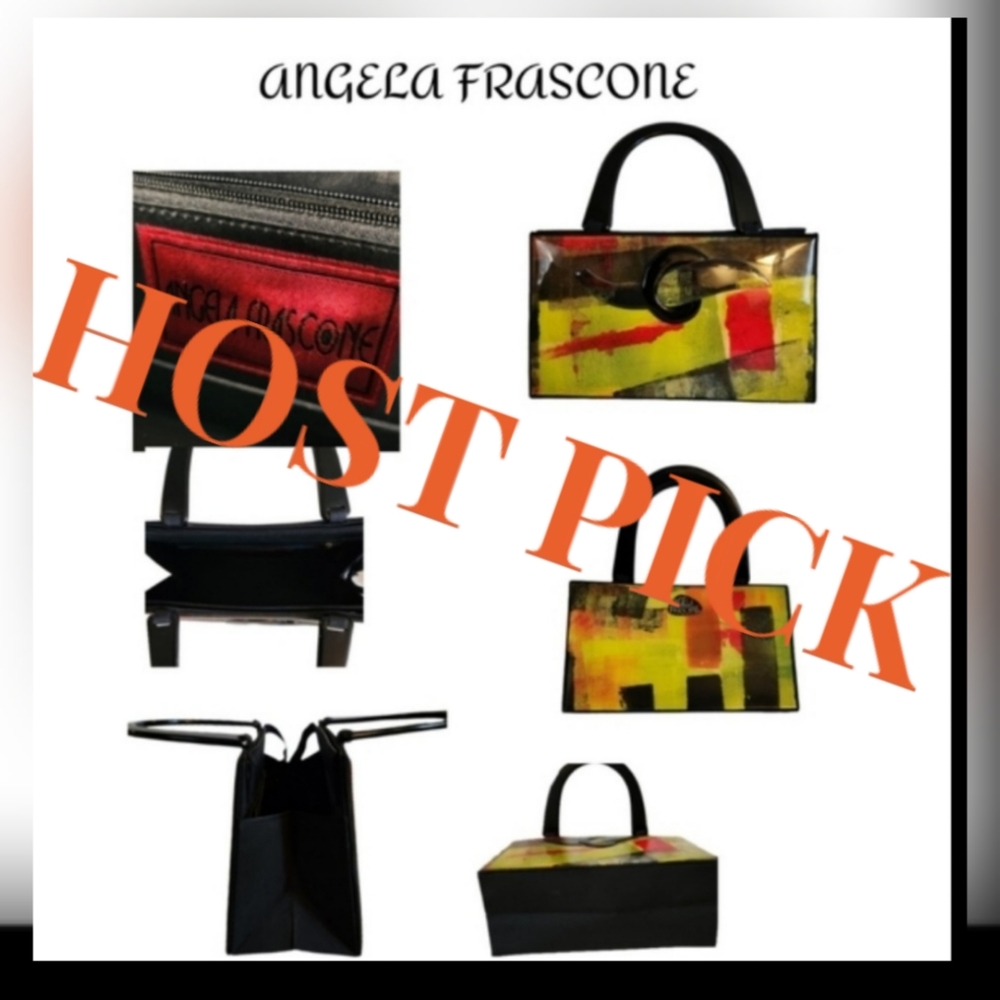 VINGAGE ANGELA FRASCONE ASIAN DESIGNER ABSTRACT PRINT SATCHEL